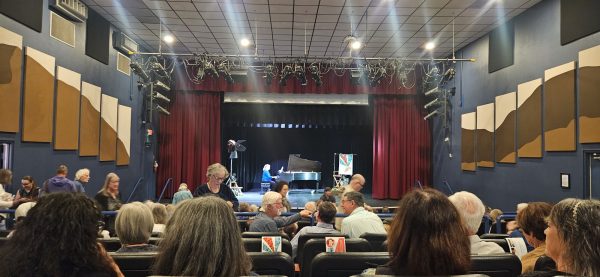 Moviegoers inside the Borrego Springs Performing Arts Center.
