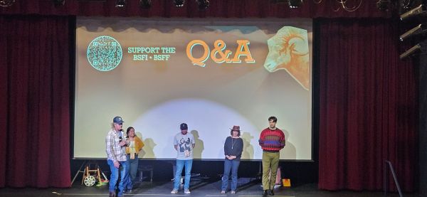 Film directors on stage at the Borrego Springs Performing Arts Center.